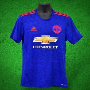 Manchester United Small Blue Adidas Soccer Jersey Chevrolet Climalite